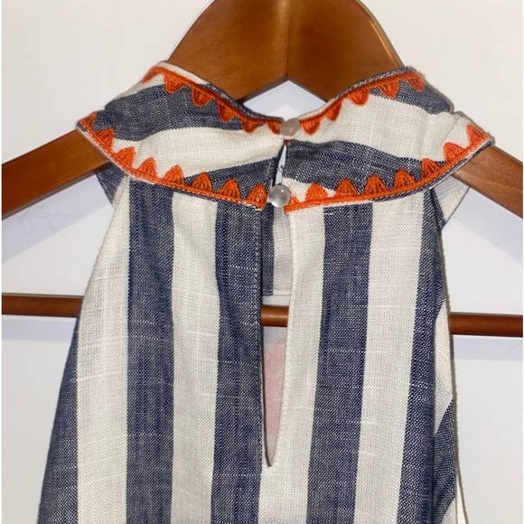 THML Women's Linen Blend Striped Embroidered Halter Dress, sz Small - Picture 5 of 14